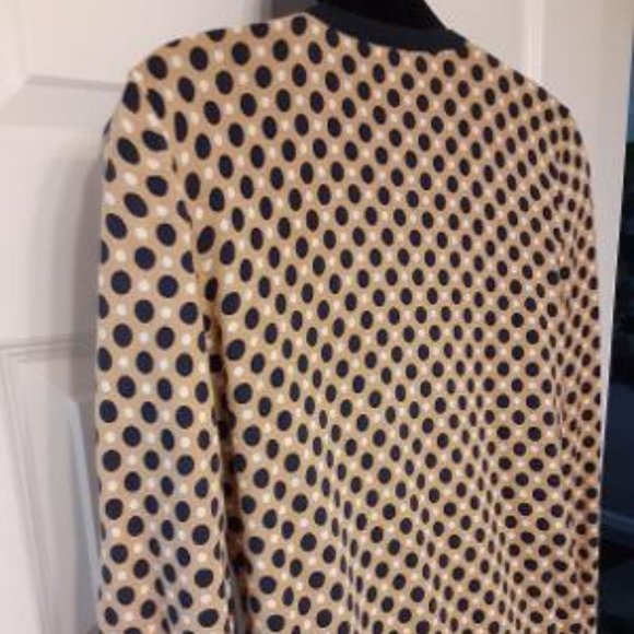 Ann Taylor Tan Cardigan with Navy White Polka Dots - Picture 5 of 7
